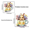 Hand-painted watercolor rabbit in a teacup floral wall sticker for nursery decor - Rabbit in Tea Cup Style (PH_QTA500)