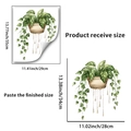 Potted green foliage wall sticker showing product size and decorative hanging plant effect - Silver Satin Pothos Hanging Style (PH-QT9325)