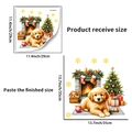 Pegatina pared Navidad cachorro con chimenea y árbol, 35x35cm para decoración festiva hogar - Estilo Golden Retriever y Chimenea (PH_QTA455)