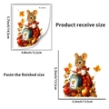 Detailed size chart for a cute mouse wall sticker showing layout and finished dimensions - Mouse in Red Dress (PH_QTA523)