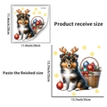 Vinilo decorativo de perro Sheltie navideño con cuernos de reno y cesta festiva - Estilo Sheltie y Cornamentas (PH_QTA456)