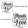 Détail du sticker mural Made WITH Love montrant les dimensions et le rendu final - Made WITH Love(PH-QT9384)