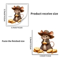 Détails des dimensions du sticker mural souris montrant la taille reçue et la taille finale - Souris Gentleman au Biscuit (PH_QTA522)