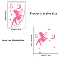 Detailed size chart for pink fairy and butterfly wall stickers showing dimensions in cm and inches - Butterfly Fairy Style E (YG_A171)