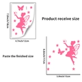 Detail showing dimensions for pink luminous fairy and butterfly wall stickers - Butterfly Fairy Style F (YG_A172)