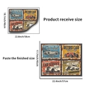 Detailed view of vintage car wall stickers showing product dimensions and retro designs - Red Vintage City Taxi Style (PH-QT9402)