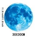 Adesivo murale luna blu luminosa con dettagli di crateri e trama superficiale, 30x30 cm - Blu / 30cm