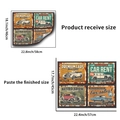 Detaillierte Größenangaben für Retro-Auto-Wandtattoo mit Maßen für Bogen und Layout - Klassische Retro-Autovermietung Serie (PH-QT9405)