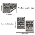 Detailed size guide for retro car mechanic wall stickers with application dimensions - Mechanic On Duty Style (PH-QT9395)