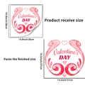 Detaillierte Größentabelle für Valentinstag Herz Wandtattoo mit 38cm Erhalt- und 37cm Endgröße - Rosa Aquarell Herzrollen Stil (PH_QTA609)