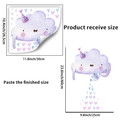 Detailed size guide for cloud and heart wall decals showing product dimensions - Pink Purple Cloud (YG_A180)