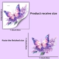 Detailed size chart showing 30x30cm sheet and 29x29cm purple butterfly floral wall sticker - Purple Flower Butterfly Glow (YG_A192)