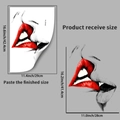 Detail showing dimensions and visual effect of romantic red lips wall stickers decor - Valentine's Day Red Style (PH_QTA650)