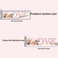Detaillierte Maßtabelle für romantische LOVE Wandaufkleber mit Größenvergleich für Rosen - Rosa Rose LOVE Stil (PH_QTA637)