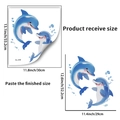 Luminous dolphin wall stickers showing set layout and sheet dimensions for bathroom decor - Blue Luminous Dolphin (YG_A185)