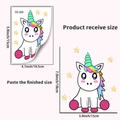 Dimensioni adesivo murale unicorno con foglio da 15x10,5cm e layout finale applicato - Stile Unicorno Stelle Luminoso (YG-269)