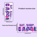 Detailed dimension guide for game wall decals showing receive and finished sizes - Gaming Slogan Style (PH_QTA667)