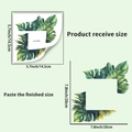 Detalle de dimensiones y diseño del vinilo decorativo de pared de hoja de monstera - Verde (PH_QTA659)