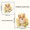 Größenvergleich des Wandtattoo-Sets mit Corgi und Gänseblümchen-Aquarelldesign - Corgi und Gänseblümchen (YG_A220)
