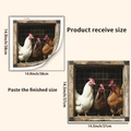 Guide des tailles pour stickers muraux coq 3D avec dimensions reçues et finies - Style Trois Coqs (PH_QTA662)