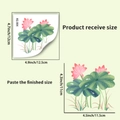 Detail showing the dimensions and lotus pattern of the waterproof wall sticker decal - Lotus (KG-004)