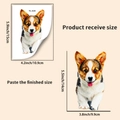 Especificaciones detalladas de tamaño para pegatina de pared de perro Corgi - Perro de Luz Azul (YG_A226)
