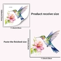 Detail view of hummingbird and pink flower wall decal dimensions and layout - Pink Flower Blue Bird (PH-QT9460)