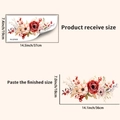 Aquarell Blumen Wandsticker mit Maßen für das erhaltene Produkt und die fertige Dekoration - Rote Blume (PH-QT9458)