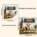 Tableau détaillé des dimensions des stickers muraux de ferme pour pose et livraison - Style Vache Coq Dessin Animé (8709)(PH_QTA663)