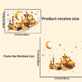 Detaillierte Ramadan Wandtattoo Maße mit goldenem Mond und Sternen Dekoration - Frucht Goldkessel Stil (PH_QTA674)