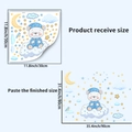 Detailed size chart for luminous bear on cloud wall decals showing 30x30cm receive size - Puppet Bear Style (YG_A256)