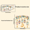 Diagrama de diseño con tamaño recibido y dimensiones finales del adhesivo de pared floral - Estilo Linterna de Flores (PH_QTA686)