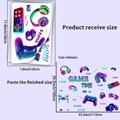 Detaillierte Größenangaben für 4-teilige leuchtende Videospiel-Konsolen-Wandaufkleber - Leuchtende Spielmaschine (YG_A258)