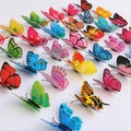 Set of colorful 3D stereo butterfly wall stickers for creative home and bedroom decoration - 6cm Double Layer Multicolor