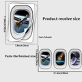 Luminous space wall decals with satellite and Earth designs in airplane window frames - Earth Satellite Style