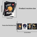 Space theme wall stickers set featuring Mars, Moon and Astronaut with dimension details - Space Theme (PH_QTA695)