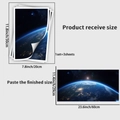 Vue détaillée du lot de 3 stickers muraux Terre et espace avec dimensions de pose - Terre (YG_A286)