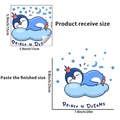 Detailed size guide for sleeping penguin wall sticker with crown and moon decor - Penguin Style (YG-A327)