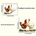 Detailed dimension guide for realistic farm chicken wall decals for kitchen home decor - Flat Wall Sticker / Hen Pattern (PH_QTA1055)