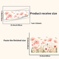 Details zu den Abmessungen der rosa Blumenwandaufkleber mit Mohnblumen und Libellen - Rosa Blume (PH_QTA1014)