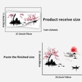 Detailed wall sticker size chart showing 31x39 inch landscape art dimensions - Landscape Painting (PH-QTA1022)