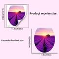 Detail of lavender sunset toilet seat sticker showing dimensions of 32cm x 29cm - Lavender Field And Cabin Sunset Style (PH_QTA1051)