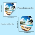 Dettaglio dell'adesivo decorativo per WC con spiaggia tropicale, misure 31x28cm - Stile Spiaggia Cielo (PH_QTA1036)