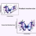 Detailansicht lila Aquarell Schmetterling Wandaufkleber mit Größenangaben für die Dekoration - Violetter Schmetterling