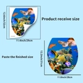 Adesivo per WC con tartaruga marina e corallo con specifiche dettagliate delle misure - PH_QTA1038 / Tartaruga marina e piccoli pesci