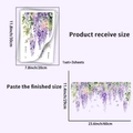Wisteria muursticker set met 3 vellen inclusief afmetingen en het uiteindelijke decoratieresultaat - Blauwe Regen Stijl (JDT-A10) / Paars