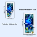 Detail view of 3D dolphin wall sticker dimensions showing received and finished sizes - Dolphin (PH_QTA1103)