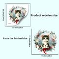 Detail showing the received sheet layout and final pasted size of Christmas cat wreath wall decal - Cat Wreath (PH_QTA1072)
