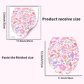 Detail showing dimensions of colorful terrazzo stone bathroom sticker for toilet decor - Pink Stone (PH_QTA1048)