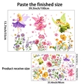 Detalle de vinilos de hadas y flores mostrando el diseño de 100x55cm y dimensiones - Mariposa Elfa